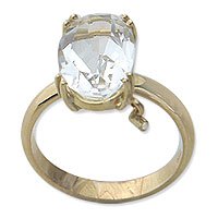 Gold and quartz solitaire ring,
