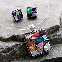 Dichroic glass jewelry set,