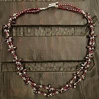 Garnet beaded necklace,