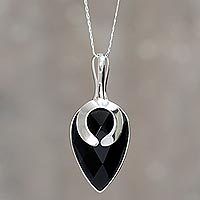 Obsidian pendant necklace,