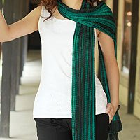 Beaded crinkle silk scarf,