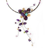 Amethyst and citrine choker,
