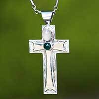 Moonstone and agate cross necklace necklace,