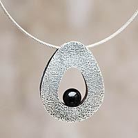 Obsidian pendant necklace,