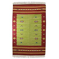 Wool area rug Manawar Meadow 4x6 India