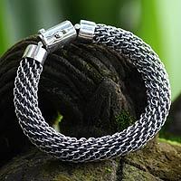 Sterling silver braided bracelet,