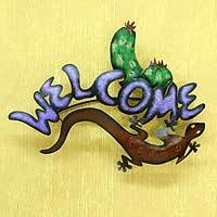 Iron welcome sign,