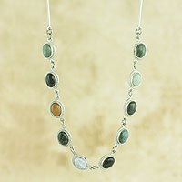 Jade and quartz pendant necklace,