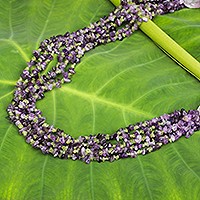 Amethyst and peridot beaded necklace,