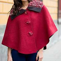 Reversible 100% alpaca ruana cape,