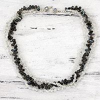 Rainbow moonstone and labradorite strand necklace,