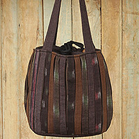 Cotton shoulder bag Oriental Dark Brown Thailand
