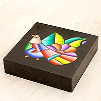 Wood decorative box Cheerful Bird El Salvador
