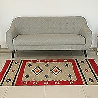 Wool dhurrie rug Scarlet Sands 4x6 India