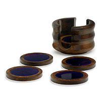 Purple agate and cedar coasters Violet Moons set of 6 Brazil