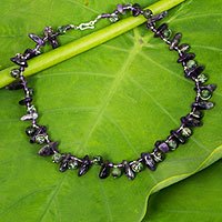 Amethyst and ruby zoisite necklace,