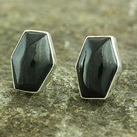 Jade button earrings,