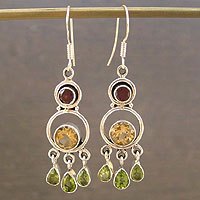 Citrine and peridot chandelier earrings,