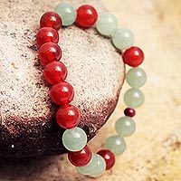 Agate and aventurine stretch bracelet,