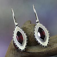 Garnet drop earrings,