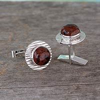 Mahogany obsidian cufflinks,