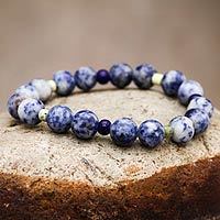 Sodalite and serpentine stretch bracelet,