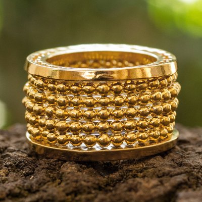 Gold Plated Beaded Band Ring