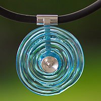 Dichroic art glass pendant necklace,