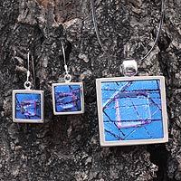 Dichroic art glass jewelry set,