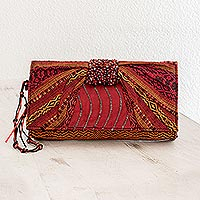 Beaded rayon clutch handbag Atitlan Scarlet Guatemala