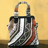 Beaded cotton handbag,