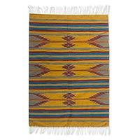 Zapotec wool rug Ocre 4x6 Mexico