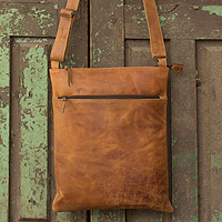 Leather shoulder bag Caramel Paths Mexico