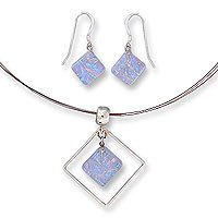Dichroic art glass jewelry set,