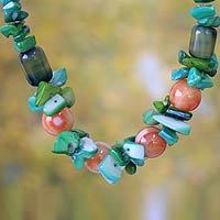 Agate beaded necklace,