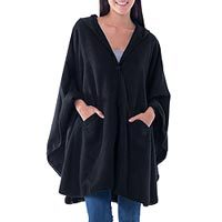 Alpaca blend hooded ruana cape,
