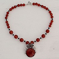 Carnelian and garnet flower necklace,