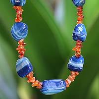 Agate beaded necklace,