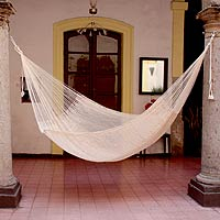 Cotton hammock Classic Natural double Mexico