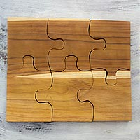 Teak trivets Puzzle set of 6 Guatemala