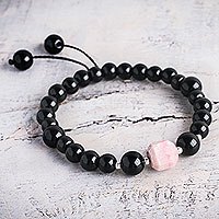Agate and rhodochrosite stretch bracelet,