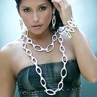 Rutile quartz long chain necklace,
