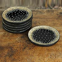 Eggshell mosaic coasters Thai Constellations set of 6 Thailand