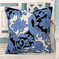 Cotton cushion cover Blue Trellis India