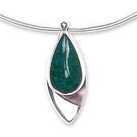 Chrysocolla pendant necklace,