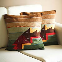 Wool cushion covers Angelfish pair Peru