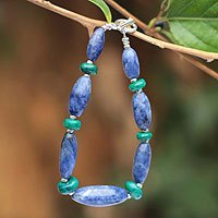 Sodalite and chrysocolla beaded bracelet,