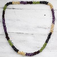 Amethyst and citrine long necklace,