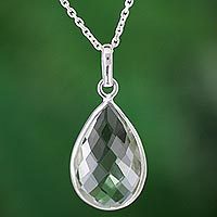 Prasiolite pendant necklace,