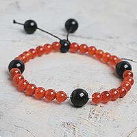 Carnelian and agate stretch bracelet,